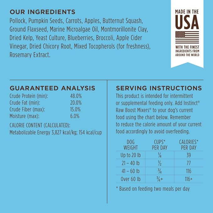 Instinct Raw Boost Mixers Freeze-Dried Dog Food Topper - Pollock, 12.5 Ounces