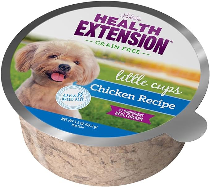 Health Extension Wet Dog Food, Grain-Free, Natural Food Cups for Small Breed Dogs, Include 6 Chicken Recipe Cups & 6 Turkey Recipe Cups, Each Cup Weight (3.5 Oz / 99.2 g)