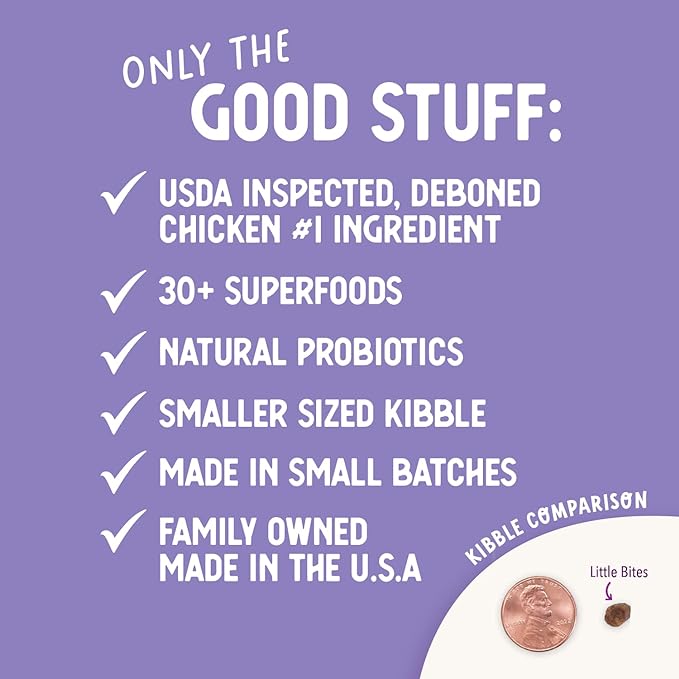 Health Extension Little Bites Dry Dog Food, Natural Food with Added Vitamins & Minerals, Suitable for Teacup, Toy & Small Dogs, Chicken & Brown Rice Recipe (4 Pound / 1.8 Kg)