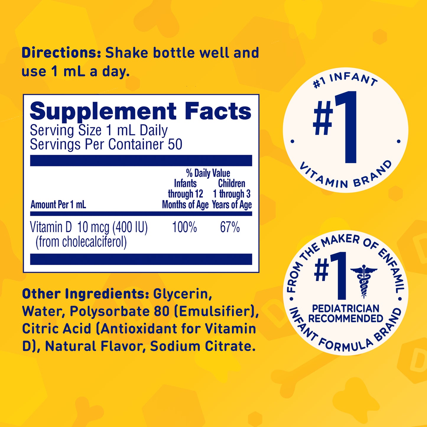Enfamil D-Vi-Sol Vitamin D Supplement Drops for Infants, 50 mL dropper bottle