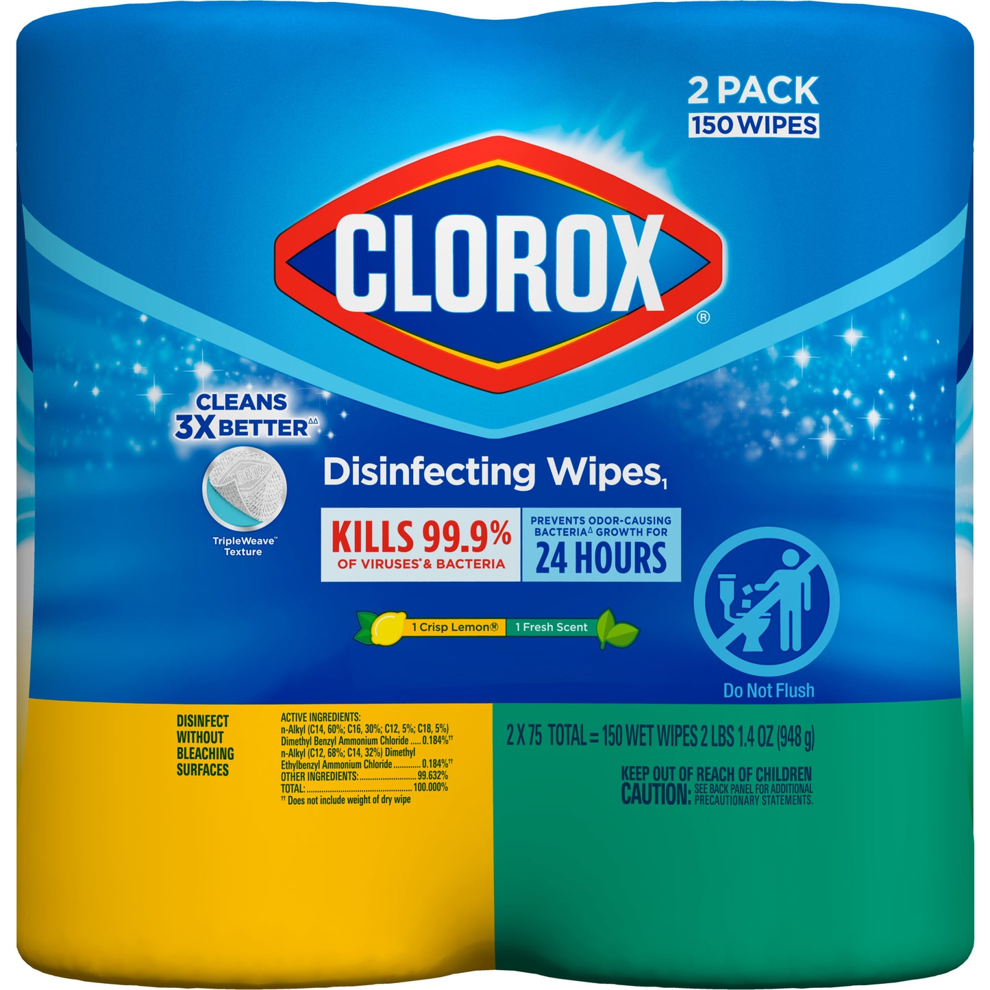 Clorox Disinfecting Wipes Value Pack, Bleach Free Cleaning Wipes, 75 Count Each, 2 Pack