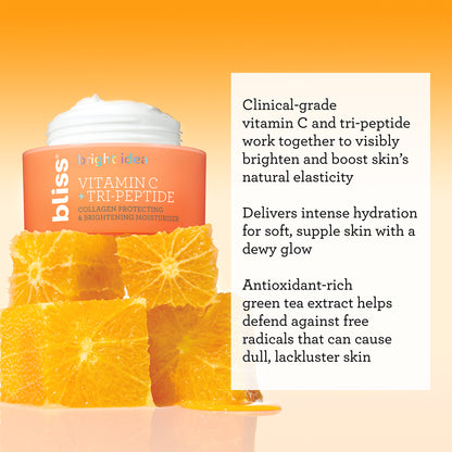 Bliss Bright Idea Vitamin C +Tri-Peptide Collagen-Protecting & Brightening Facial Moisturizer, 1.7oz