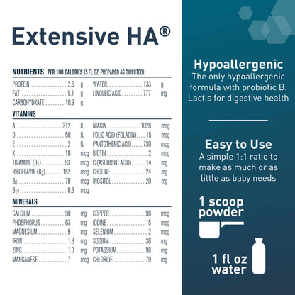 Extensive HA® Hypoallergenic Infant Formula With Iron, DHA & Probiotic, 14.1 oz Can (Packaging May Vary)
