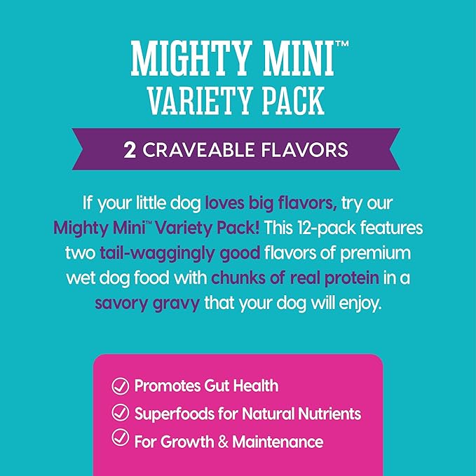 Solid Gold Wet Dog Food Variety Pack for Small Dogs - Mighty Mini Grain Free Wet Dog Food Made with Real Protein - for Puppies, Adult & Senior Small Breeds with Sensitive Stomachs - 12 Pack