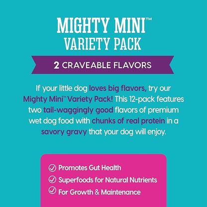 Solid Gold Wet Dog Food Variety Pack for Small Dogs - Mighty Mini Grain Free Wet Dog Food Made with Real Protein - for Puppies, Adult & Senior Small Breeds with Sensitive Stomachs - 12 Pack