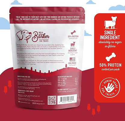 Beg & Barker Beef Dog Food Toppers for Picky Eaters (8 Ounce, Pack of 1) - Bowl Booster with Whole Beef Heart - Premium Meal Mixers for Dogs - Single Ingredient, Human Grade, Grain Free