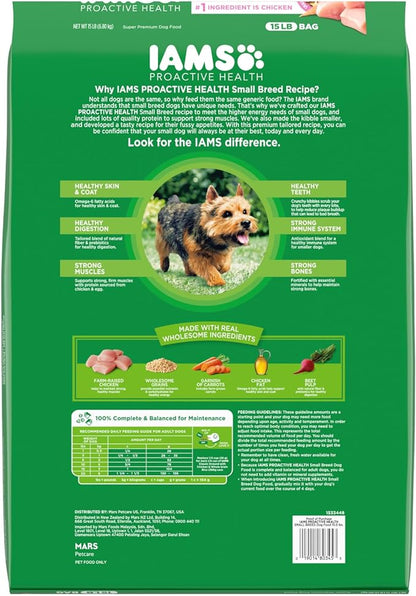 IAMS Small & Toy Breed Adult Dry Dog Food for Small Dogs with Real Chicken, 15 lb. Bag