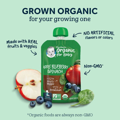 Gerber 2nd Foods Organic Baby Food, Variety Pack Fruit and Veggie Favorites, 3.5 oz Pouches (9 Pack)