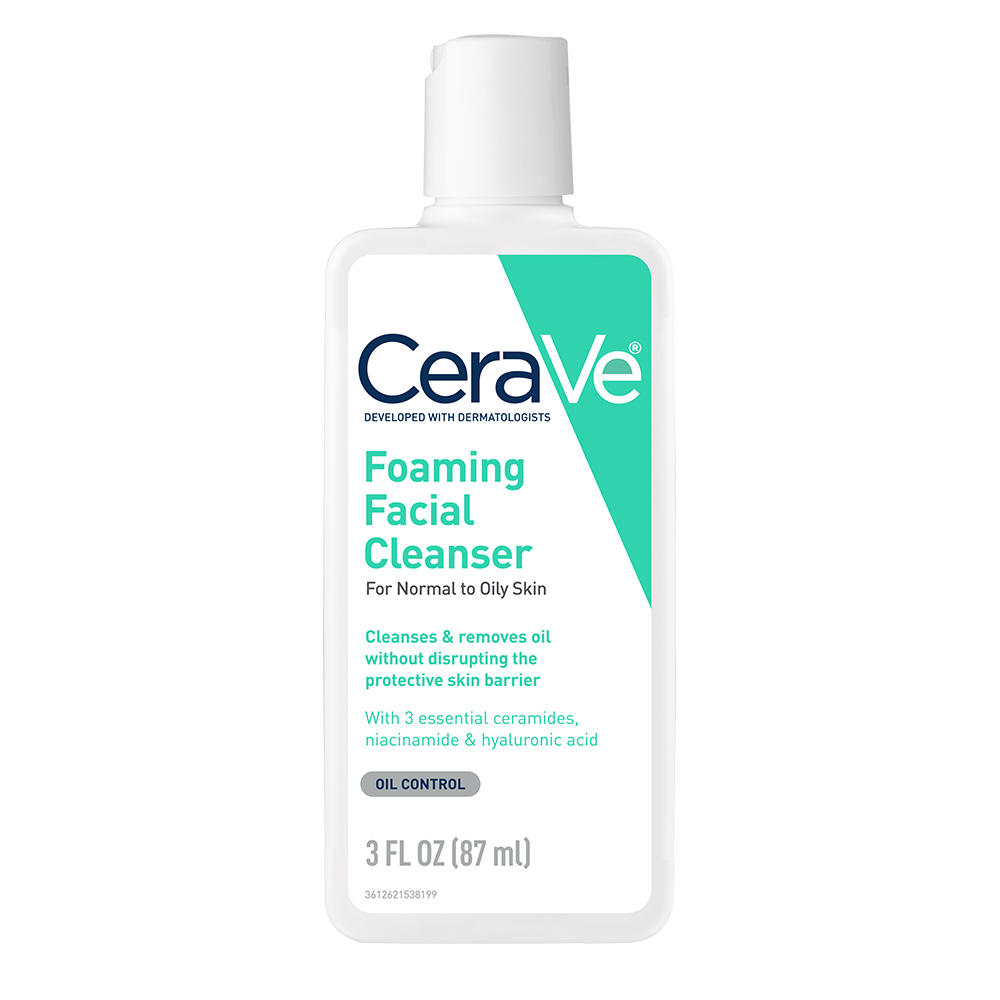 CeraVe Foaming Facial Cleanser, Daily Face Wash for Normal to Oily Skin, 3 fl oz & 16 fl oz