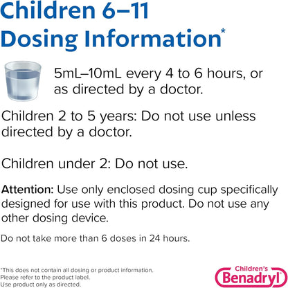 Children's Benadryl Dye-Free Allergy Liquid, Bubble Gum, 4 fl. oz