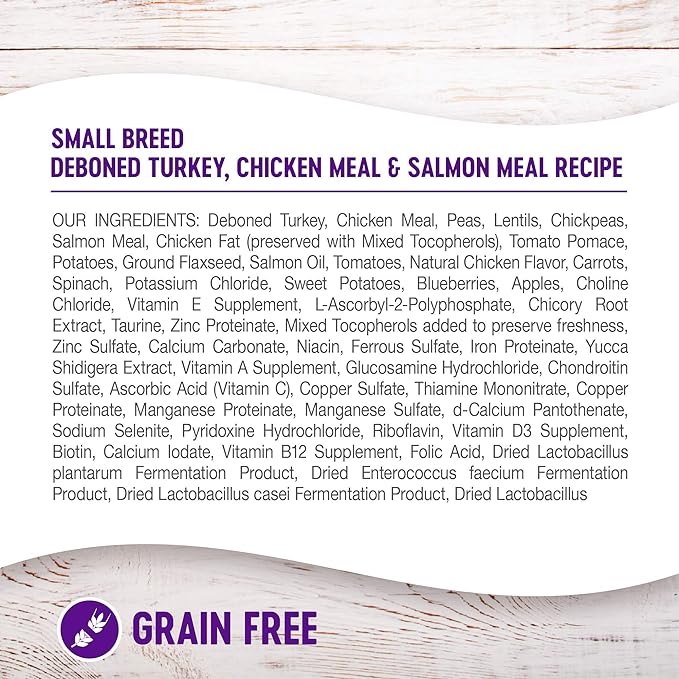 Wellness Complete Health Grain-Free Small Breed Dry Dog Food, Natural Ingredients, Made in USA with Real Turkey, For All Lifestages (Turkey, Chicken & Salmon, 4-Pound Bag)