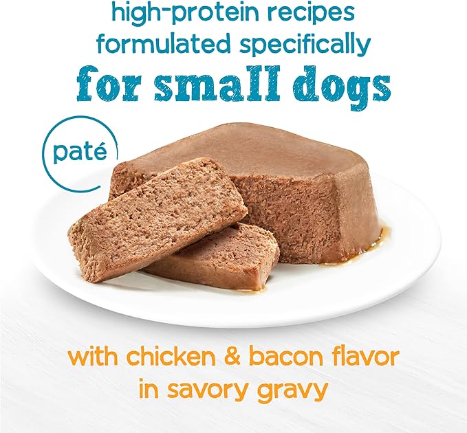 Beneful IncrediBites Pate Wet Dog Food for Small Dogs with Chicken and Bacon Flavor in a Savory Gravy - (Pack of 12) 3.5 oz. Cans