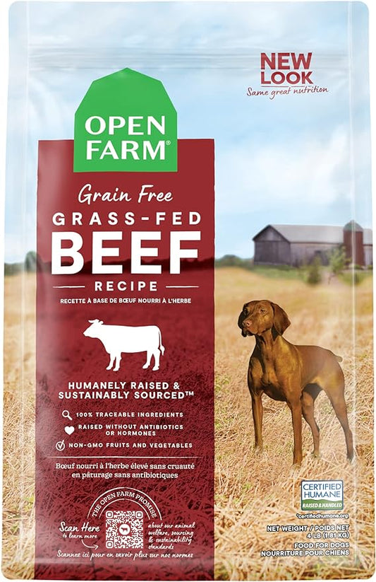 Open Farm Grass-Fed Beef Grain-Free Dry Dog Food, 100% Humanely Raised Wagyu Recipe with Non-GMO Superfoods and No Artificial Flavors or Preservatives, 4 lbs