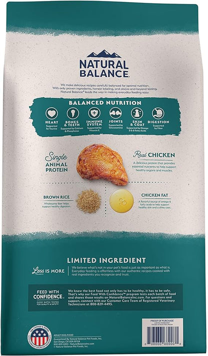 Natural Balance Limited Ingredient Adult Dry Dog Food with Healthy Grains, Chicken & Brown Rice Recipe, 4 Pound (Pack of 1)