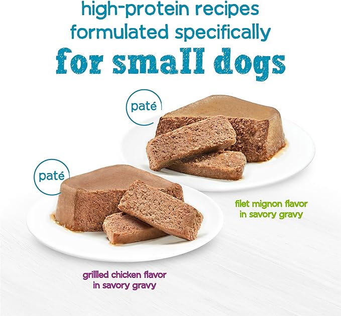 Beneful IncrediBites Grilled Chicken Flavor and Filet Mignon Flavor Wet Food for Small Dogs Variety Pack - (Pack of 12) 3.5 oz. Cans