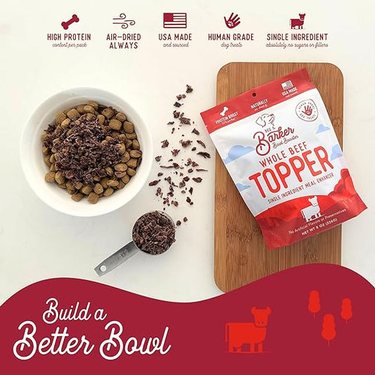 Beg & Barker Beef Dog Food Toppers for Picky Eaters (8 Ounce, Pack of 1) - Bowl Booster with Whole Beef Heart - Premium Meal Mixers for Dogs - Single Ingredient, Human Grade, Grain Free