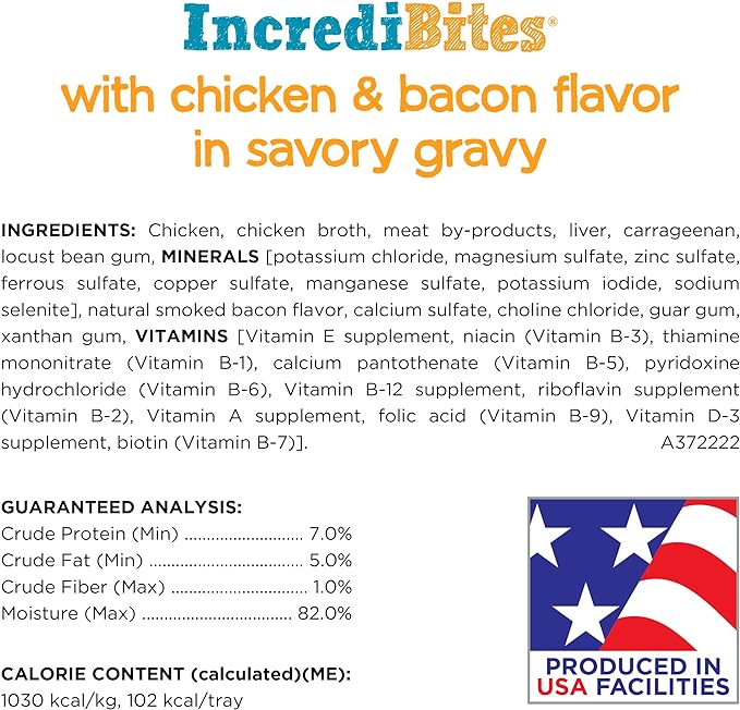 Beneful IncrediBites Pate Wet Dog Food for Small Dogs with Chicken and Bacon Flavor in a Savory Gravy - (Pack of 12) 3.5 oz. Cans