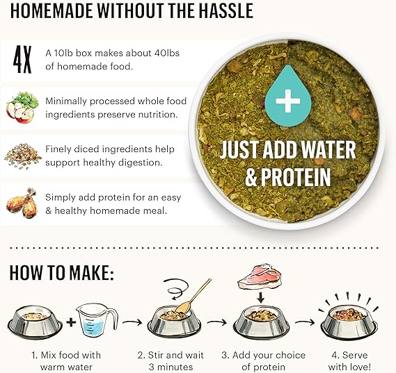 The Honest Kitchen Dehydrated Whole Grain, Veggie & Fruit Base Mix Dog Food (Just Add Protein), 3 lb Box