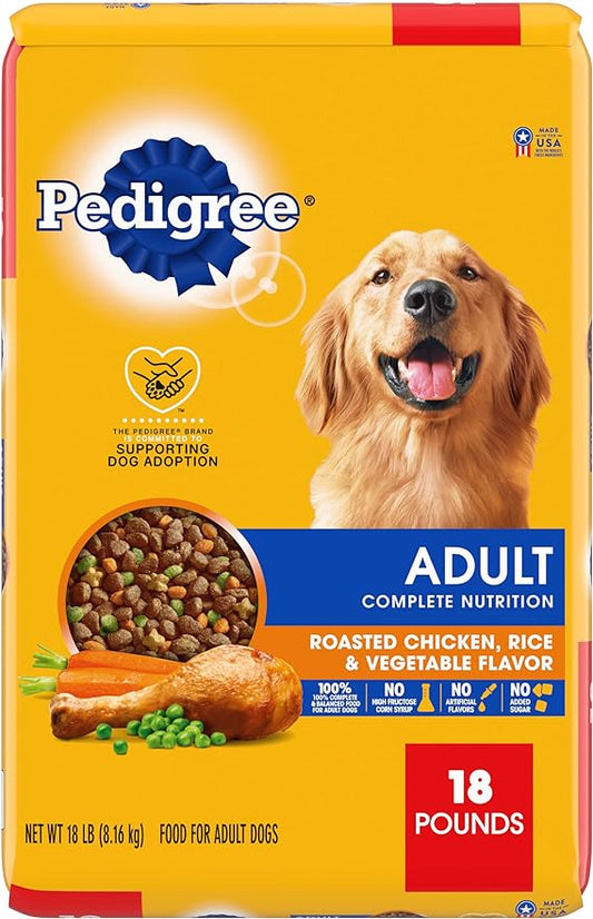 Pedigree Complete Nutrition Adult Dry Dog Food Roasted Chicken, Rice & Vegetable Flavor Dog Kibble, 30 lb. Bag