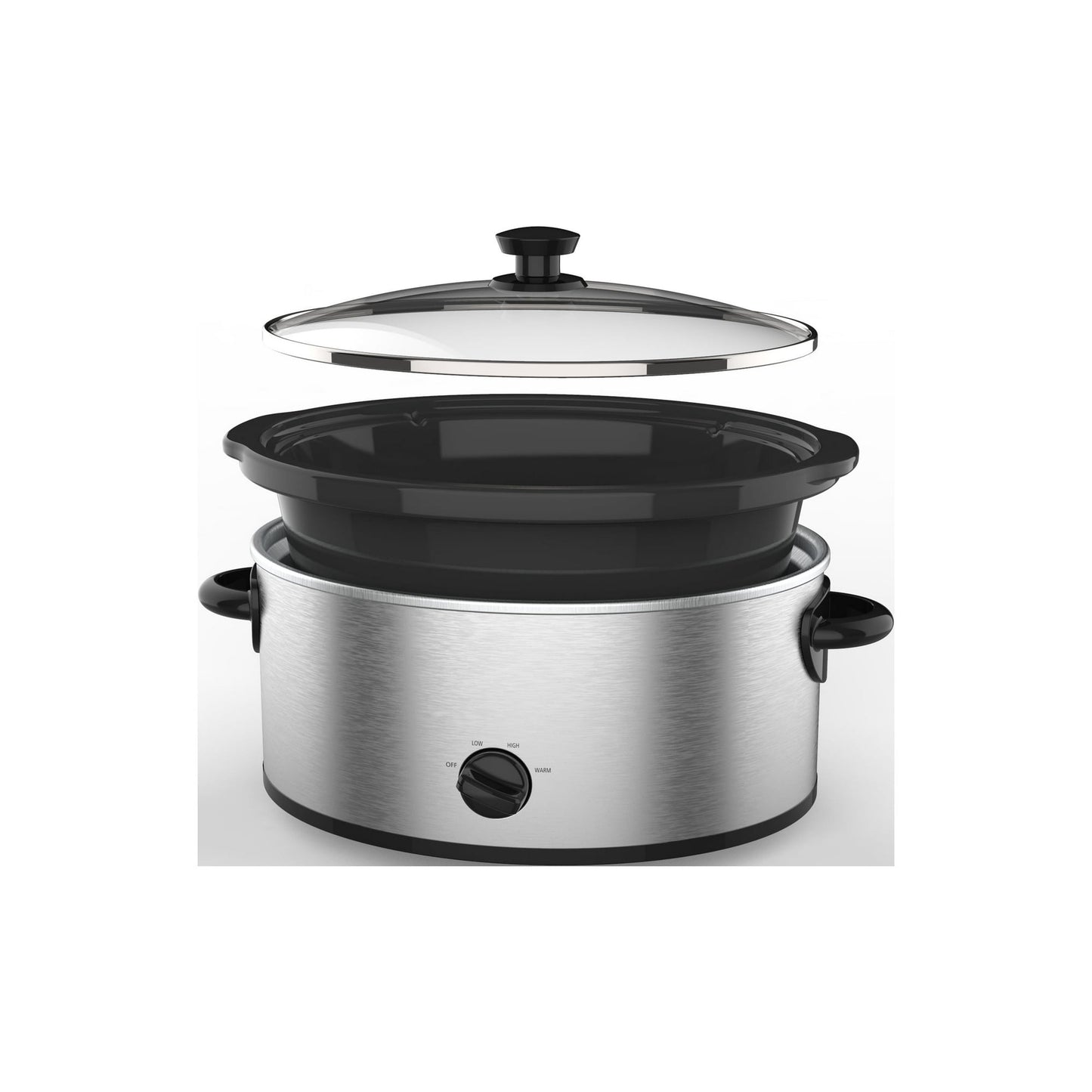Mainstays 6 Quart Oval Slow Cooker, Stainless Steel Finish, Glass Lid, Model
