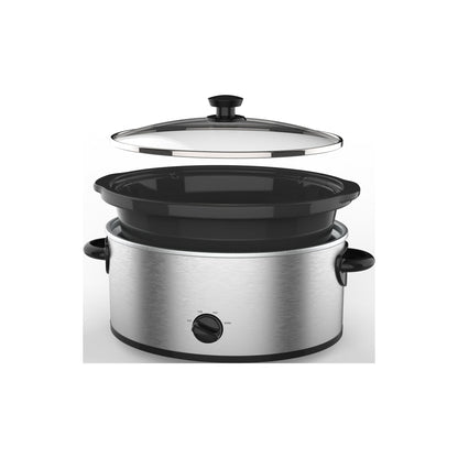 Mainstays 6 Quart Oval Slow Cooker, Stainless Steel Finish, Glass Lid, Model