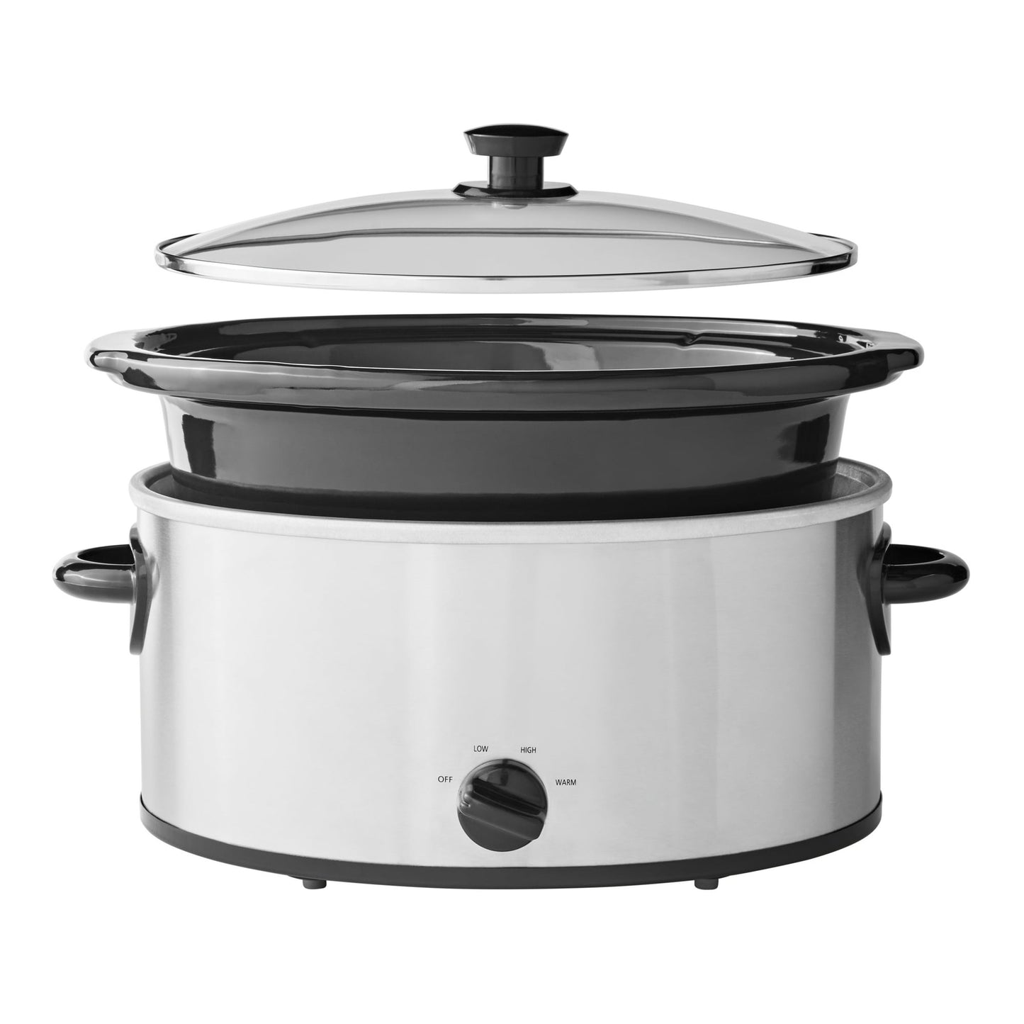 Mainstays 6 Quart Oval Slow Cooker, Stainless Steel Finish, Glass Lid, Model