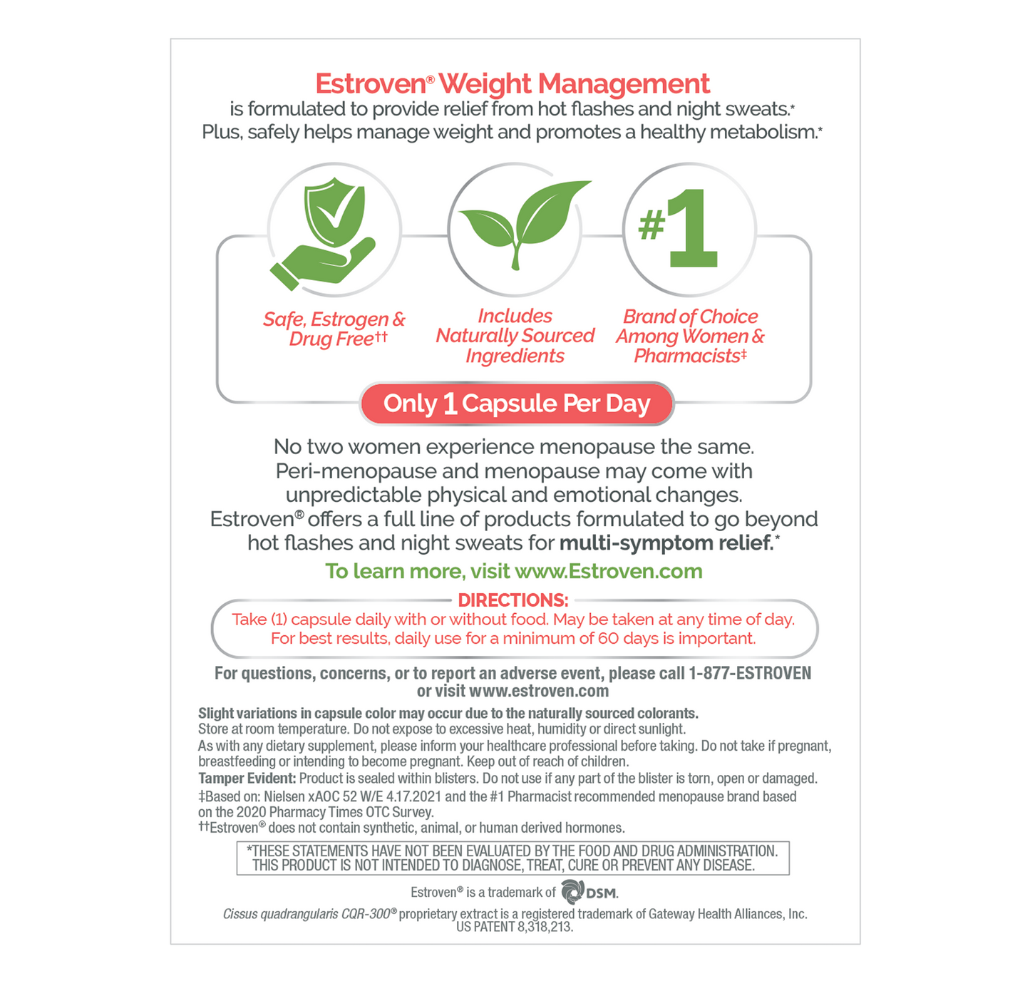 Estroven Menopause Relief Weight Management Capsules, 30 Count