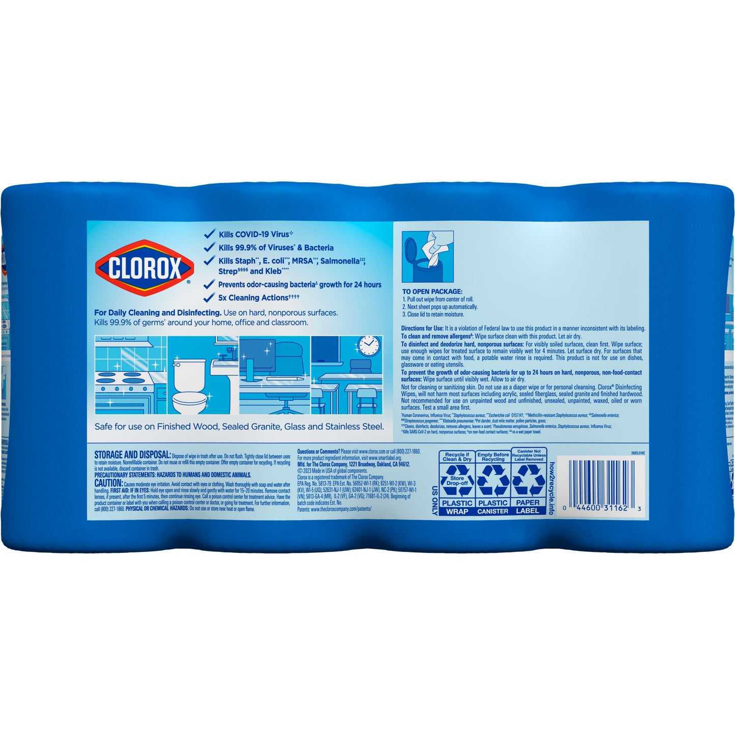 Clorox Bleach-Free Disinfecting and Cleaning Wipes, 300 Count, 4 Pack
