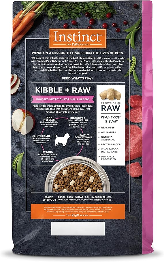 Instinct Raw Boost Small Breed Grain Free Recipe with Real Beef Natural Dry Dog Food, 4 lb. Bag