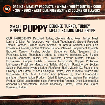 Wellness Natural Pet Food CORE Grain-Free High-Protein Small Breed Dry Dog Food, Natural Ingredients, Made in USA with Real Meat (Puppy, Turkey, 4-Pound Bag)