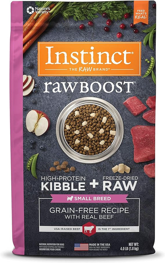 Instinct Raw Boost Small Breed Grain Free Recipe with Real Beef Natural Dry Dog Food, 4 lb. Bag