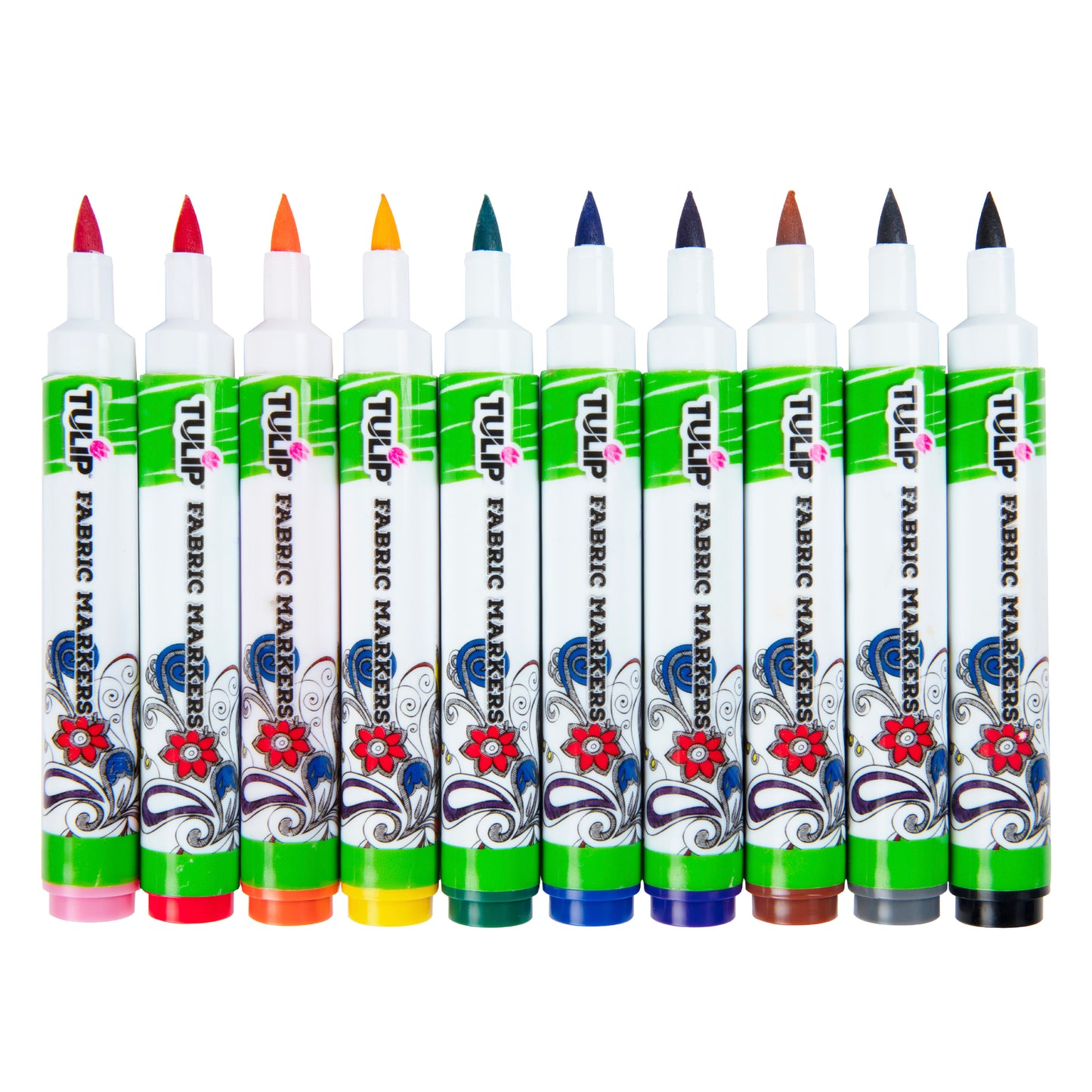 Tulip Fabric Markers Brush Tip 10 Pack Rainbow
