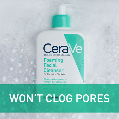 CeraVe Foaming Facial Cleanser, Daily Face Wash for Normal to Oily Skin, 3 fl oz & 16 fl oz