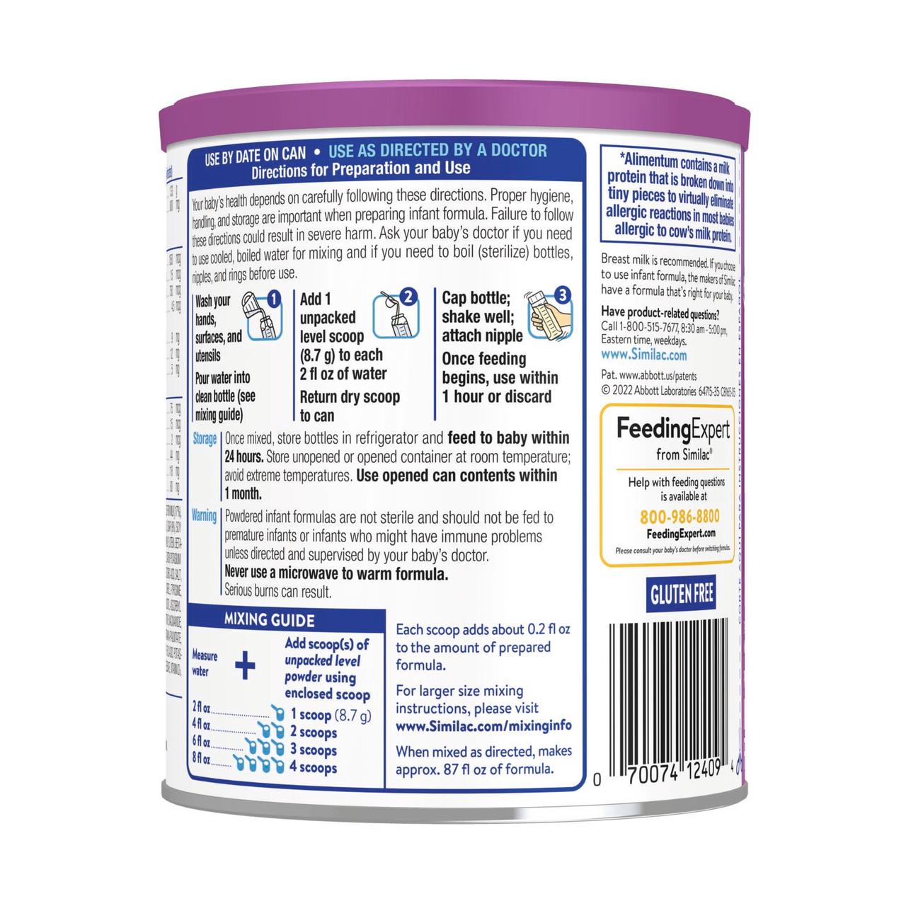 Similac Alimentum with 2’-FL HMO, Baby Formula Powder, 12.1-oz Can
