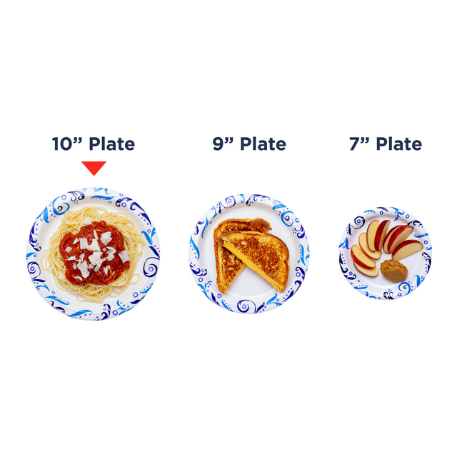 Great Value Everyday Strong, Soak Proof, Microwave Safe, Disposable Paper Plates, 10 in, Patterned, 50 Count