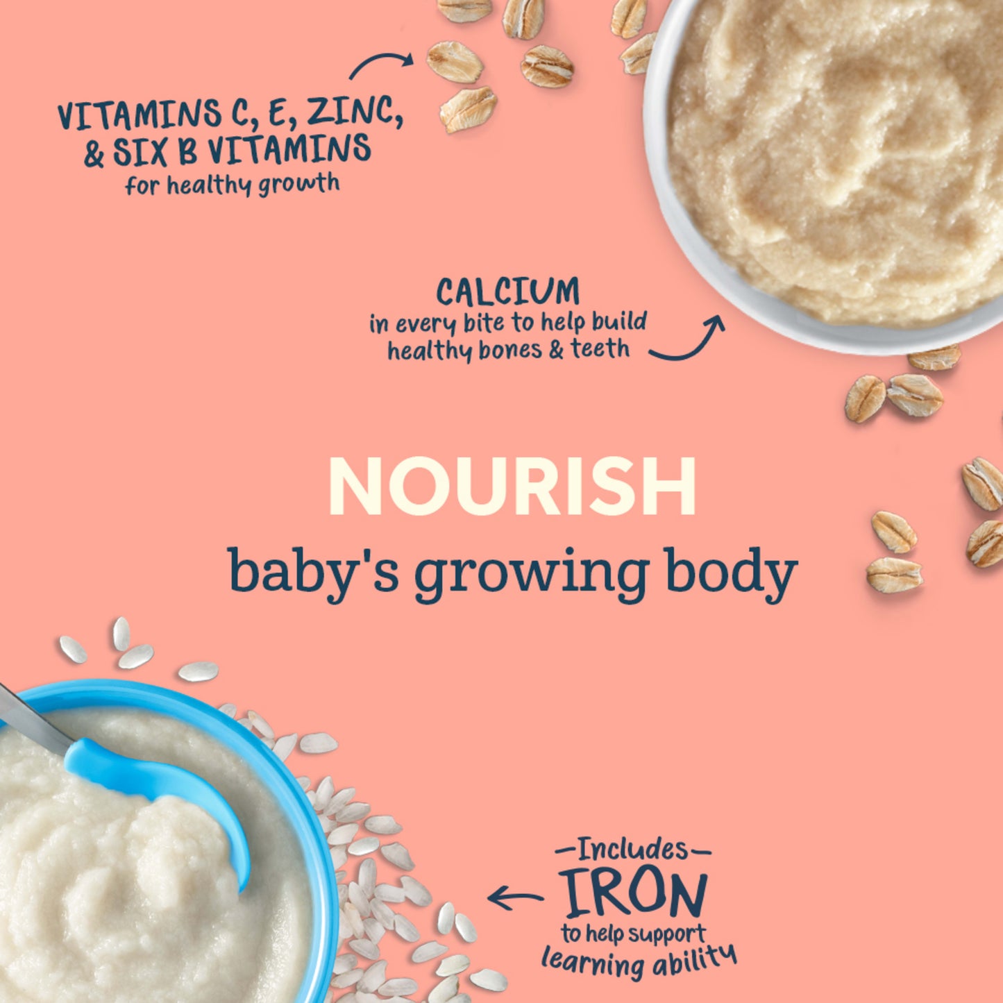 Gerber 2nd Foods Cereal for Baby Grain &amp; Grow Baby Cereal, Multigrain, 16 oz Canister