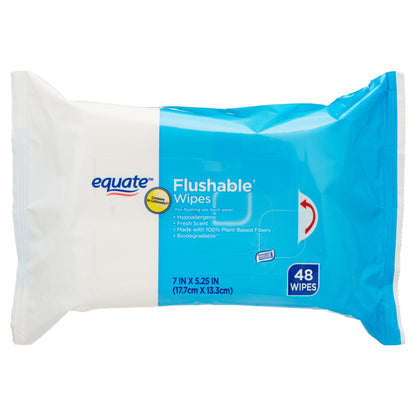 Equate Fresh Scent Flushable Wipes, 5 Resealable Packs (240 Total Wipes)