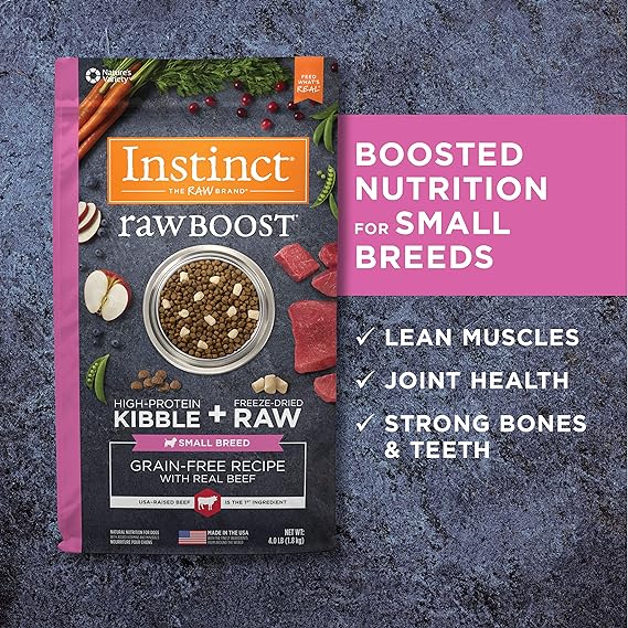 Instinct Raw Boost Small Breed Grain Free Recipe with Real Beef Natural Dry Dog Food, 4 lb. Bag