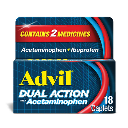 Advil Dual Action with Acetaminophen Pain and Headache Reliever Ibuprofen, Coated Caplets