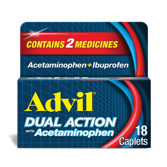 Advil Dual Action with Acetaminophen Pain and Headache Reliever Ibuprofen, Coated Caplets