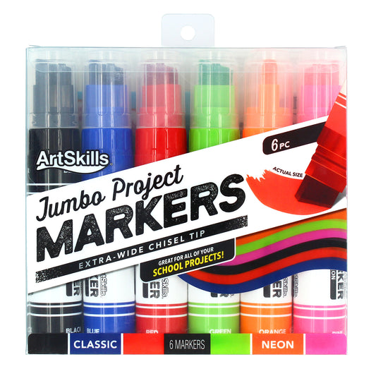 ArtSkills Jumbo Chisel-Tip Markers for Adults &Teens, Pack of 6
