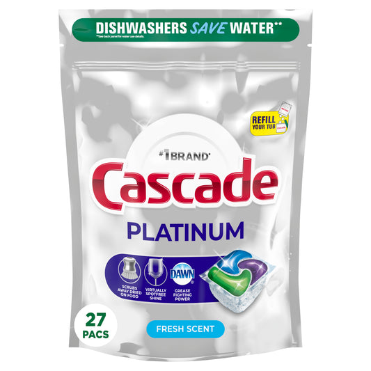 Cascade Auto Dishwashing Pouch with Liquid & Powder Fresh Scent, 27 Count