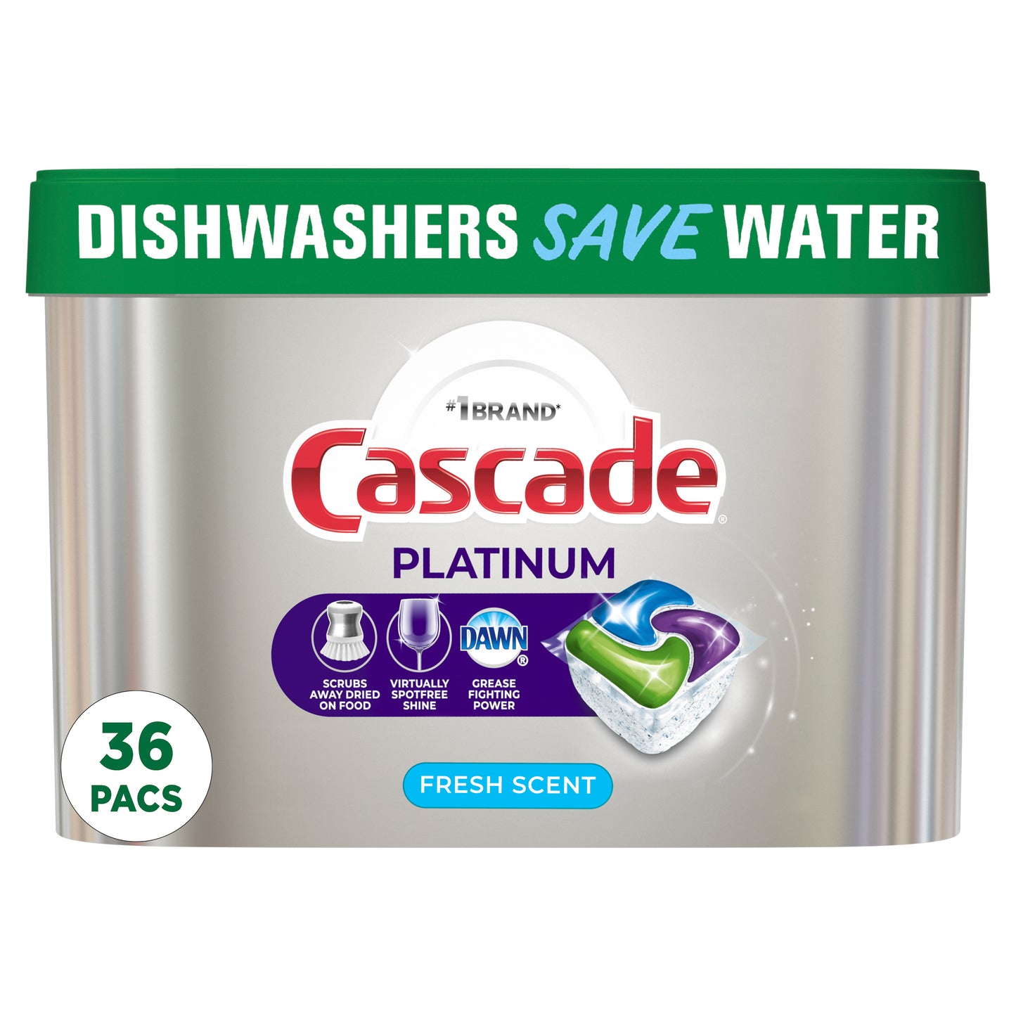 Cascade Platinum Action Pacs, Dishwasher Detergent, Fresh, 36 Count