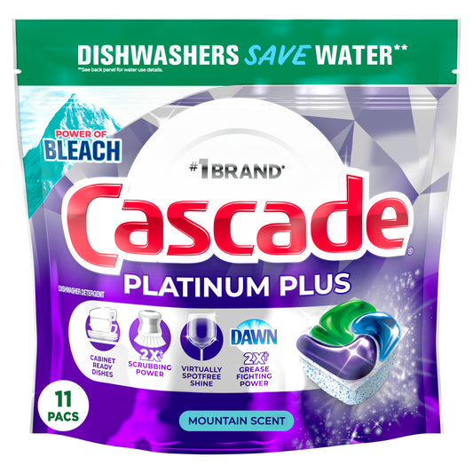 Cascade Platinum Plus Dishwasher Detergent Action Pacs, Fresh Mountain Scent, 11 Count