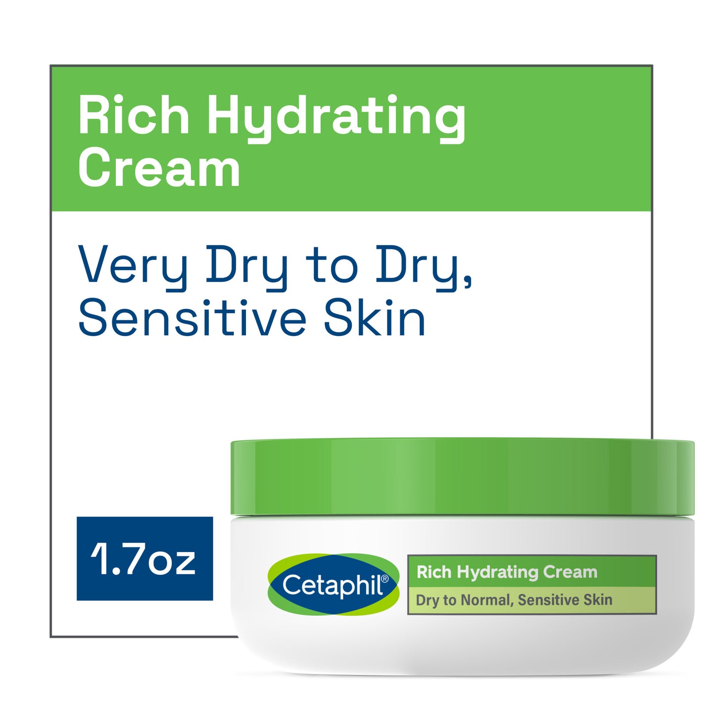 Cetaphil Rich Hydrating Cream for Face with Hyaluronic Acid, Dry to Normal Skin, 1.7oz