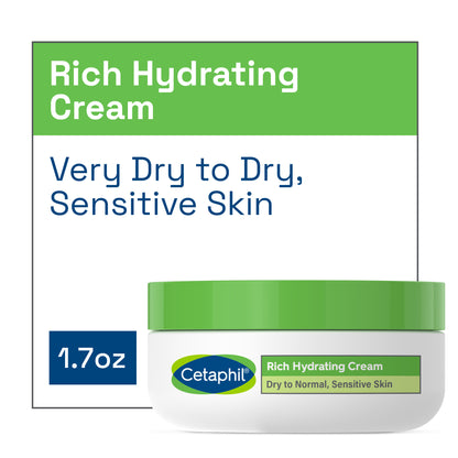 Cetaphil Rich Hydrating Cream for Face with Hyaluronic Acid, Dry to Normal Skin, 1.7oz