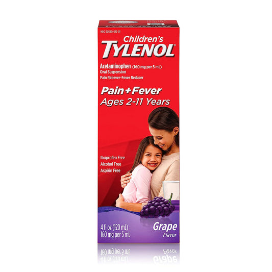 Children's Tylenol Pain + Fever Relief Cold Medicine, Grape, 4 fl. oz