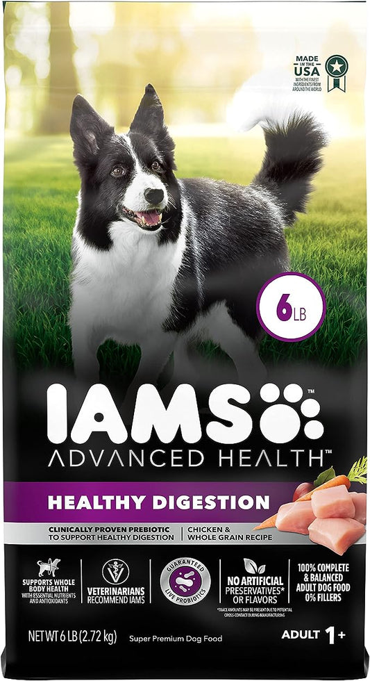 IAMS Advanced Health Adult Healthy Digestion Dry Dog Food with Real Chicken, 6 lb. Bag