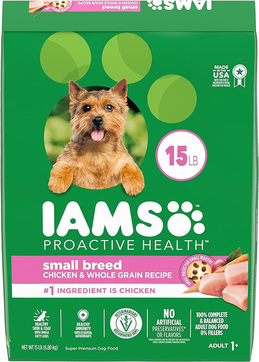 IAMS Small & Toy Breed Adult Dry Dog Food for Small Dogs with Real Chicken, 15 lb. Bag