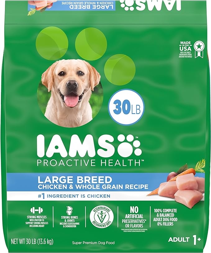 IAMS Adult High Protein Large Breed Dry Dog Food with Real Chicken, 30 lb. Bag